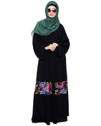 Elegant Black Print Dubai Style Abaya Black