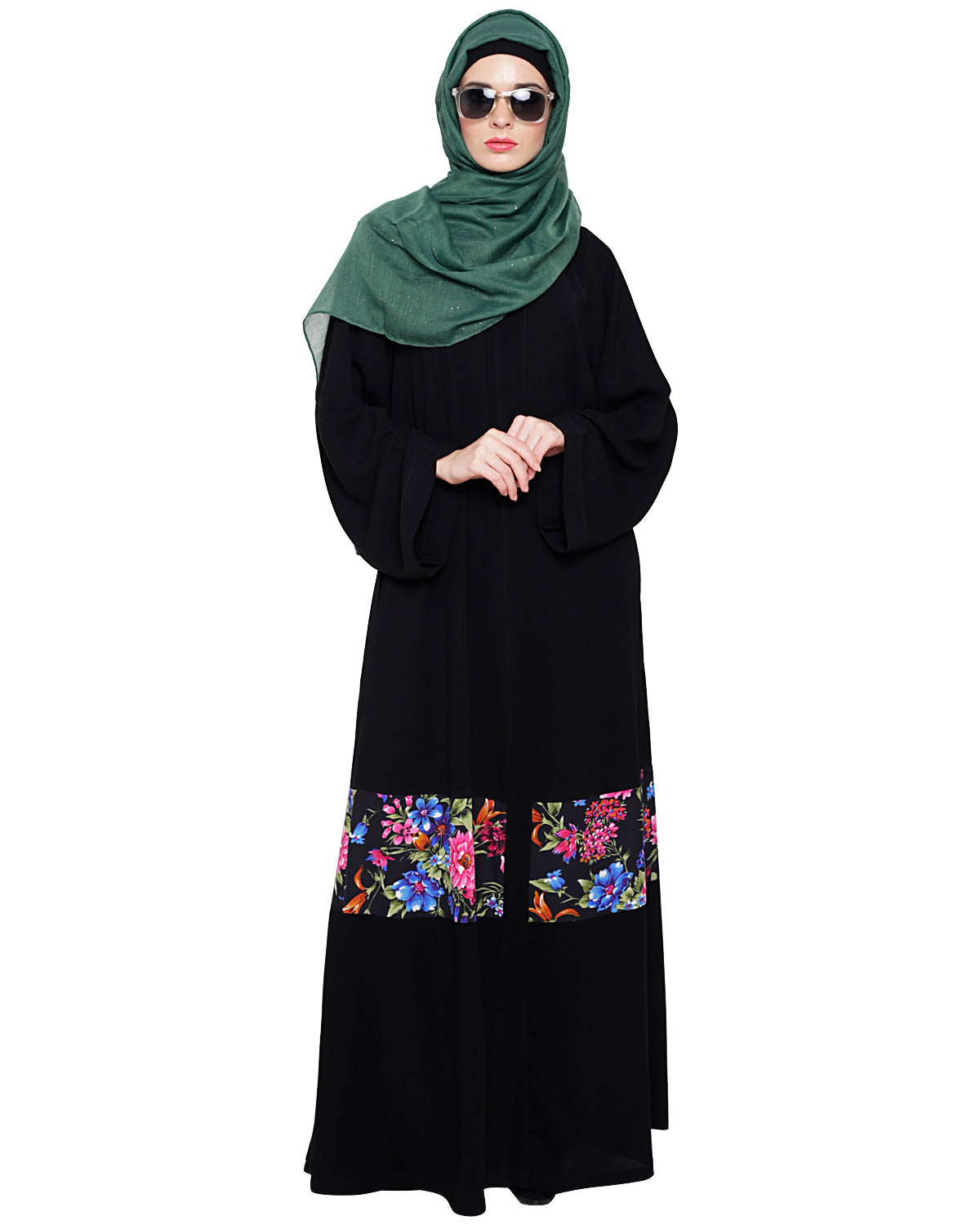 Elegant Black Print Dubai Style Abaya Black