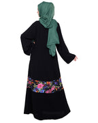 Elegant Black Print Dubai Style Abaya Black