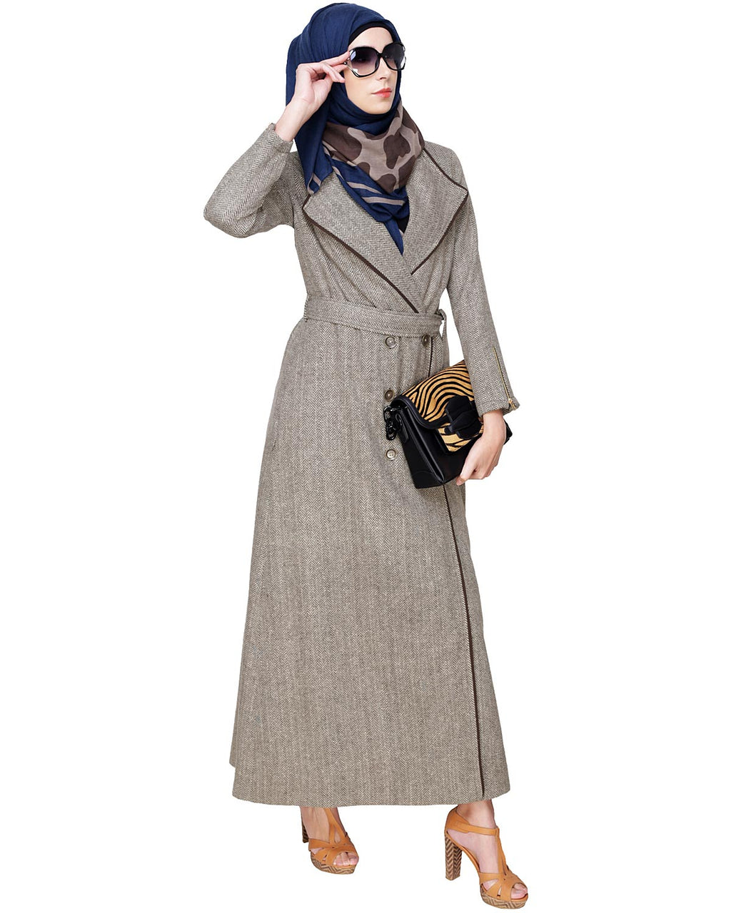 Seaweed Jacket/Coat Abaya Cream Brown