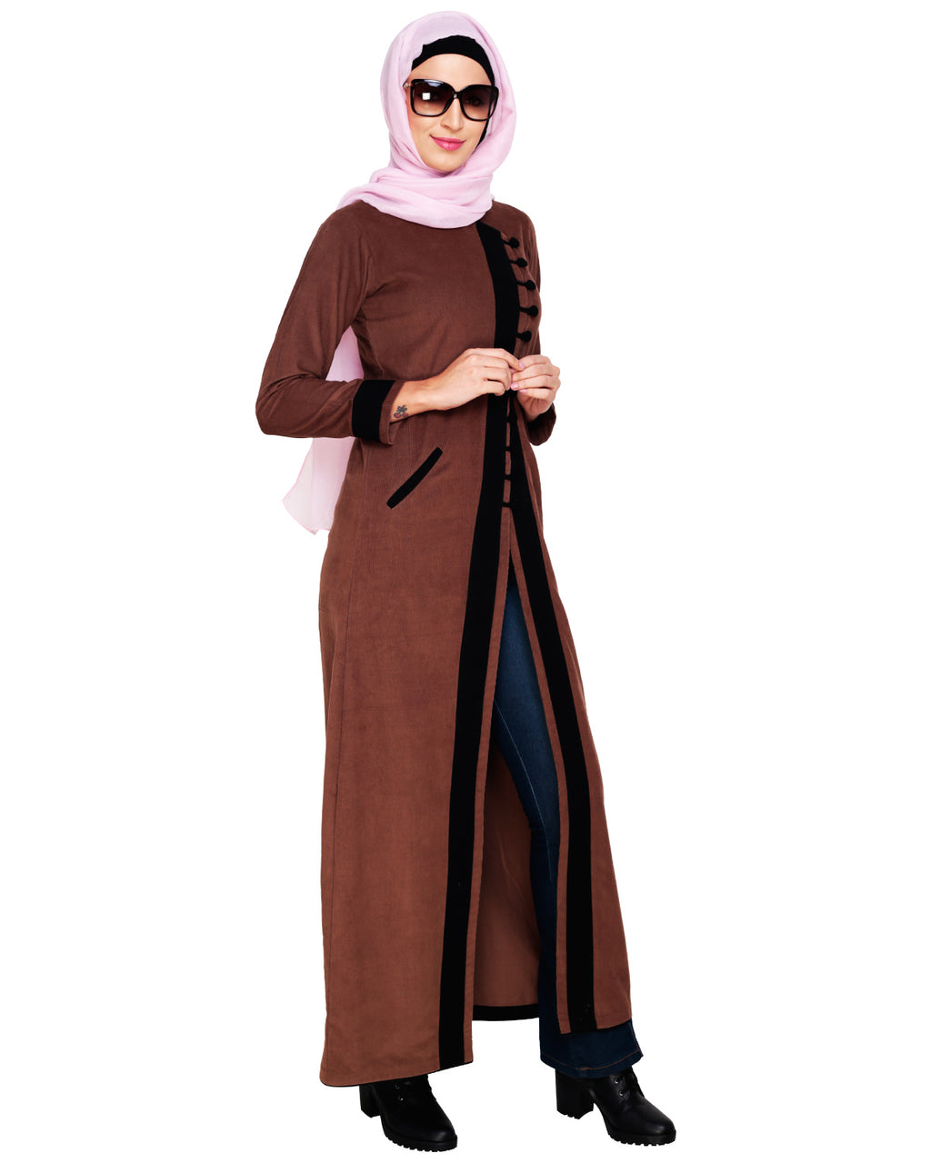Brwon Velvet Corduroy Coat Brown