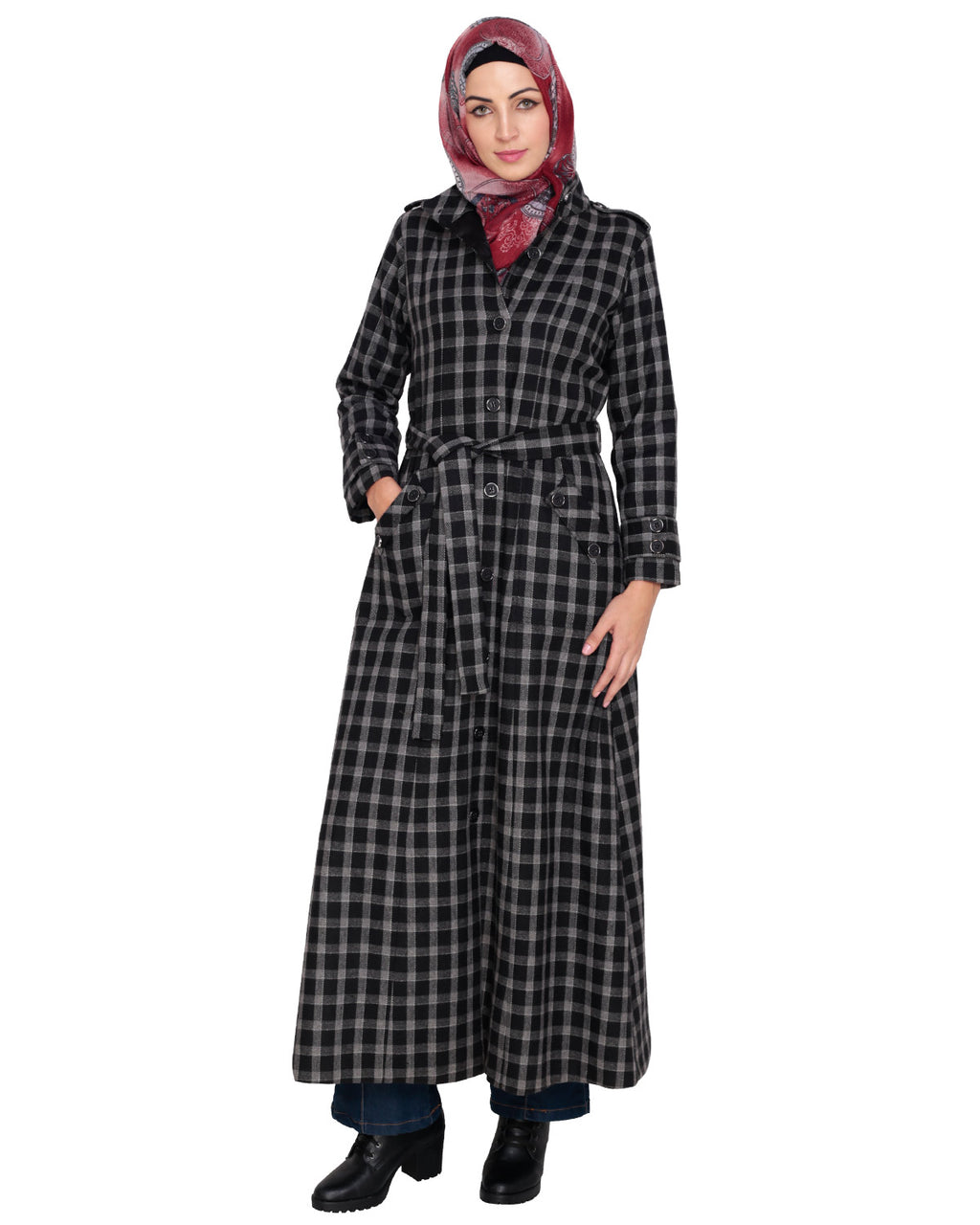 Black Single Breasted Panel Coat Black