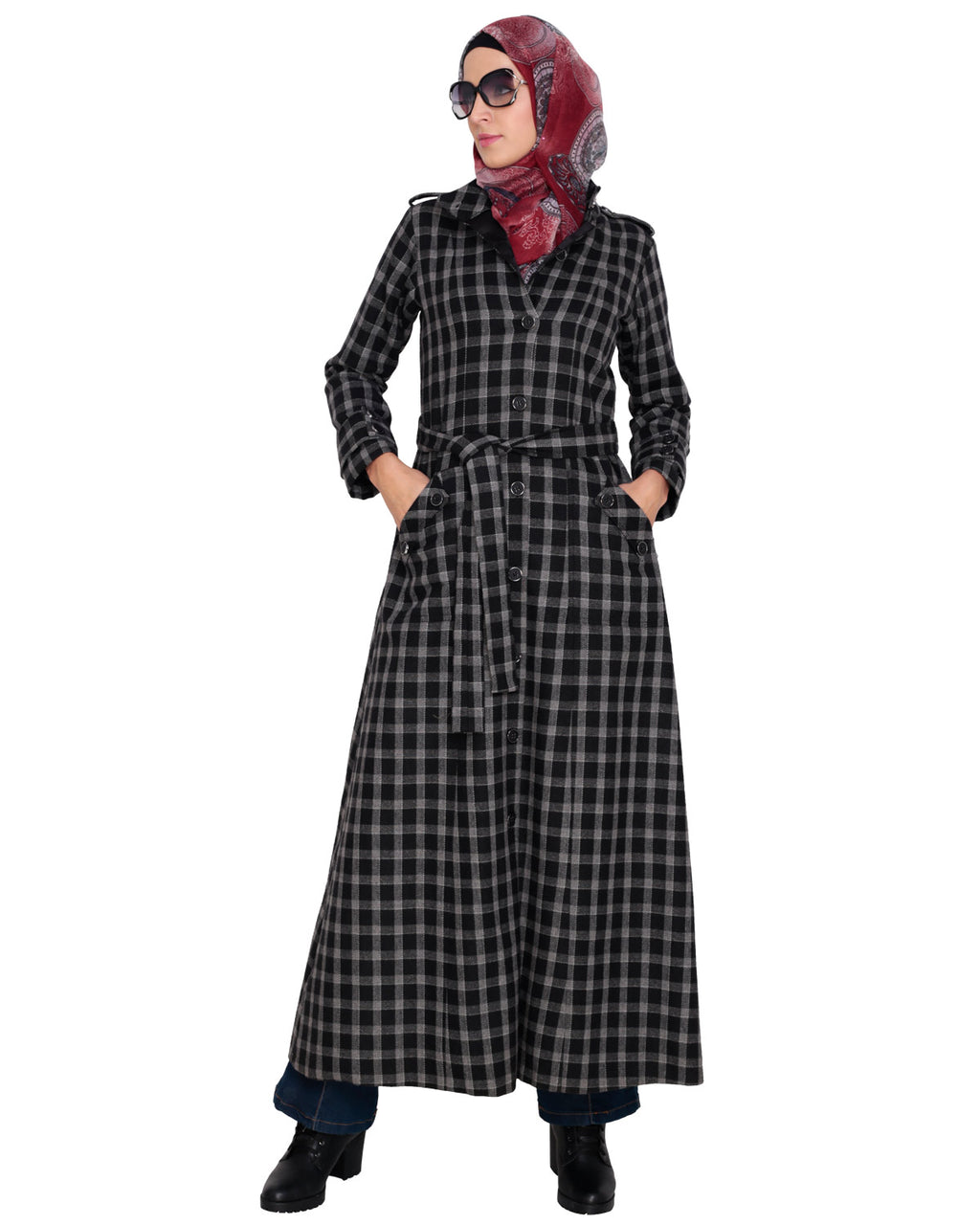 Black Single Breasted Panel Coat Black
