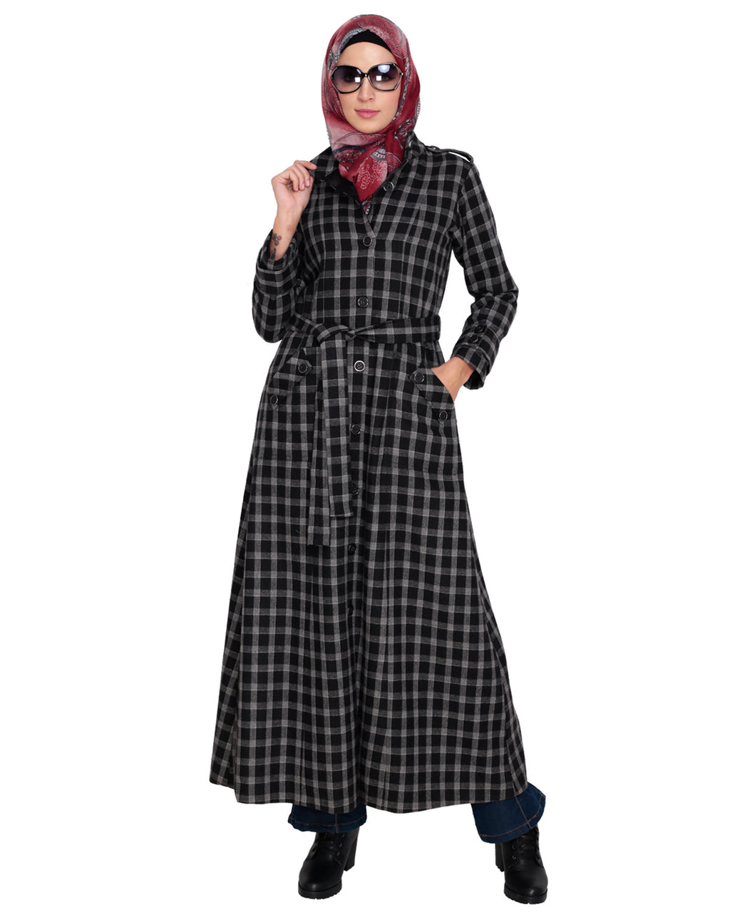 Black Single Breasted Panel Coat Black