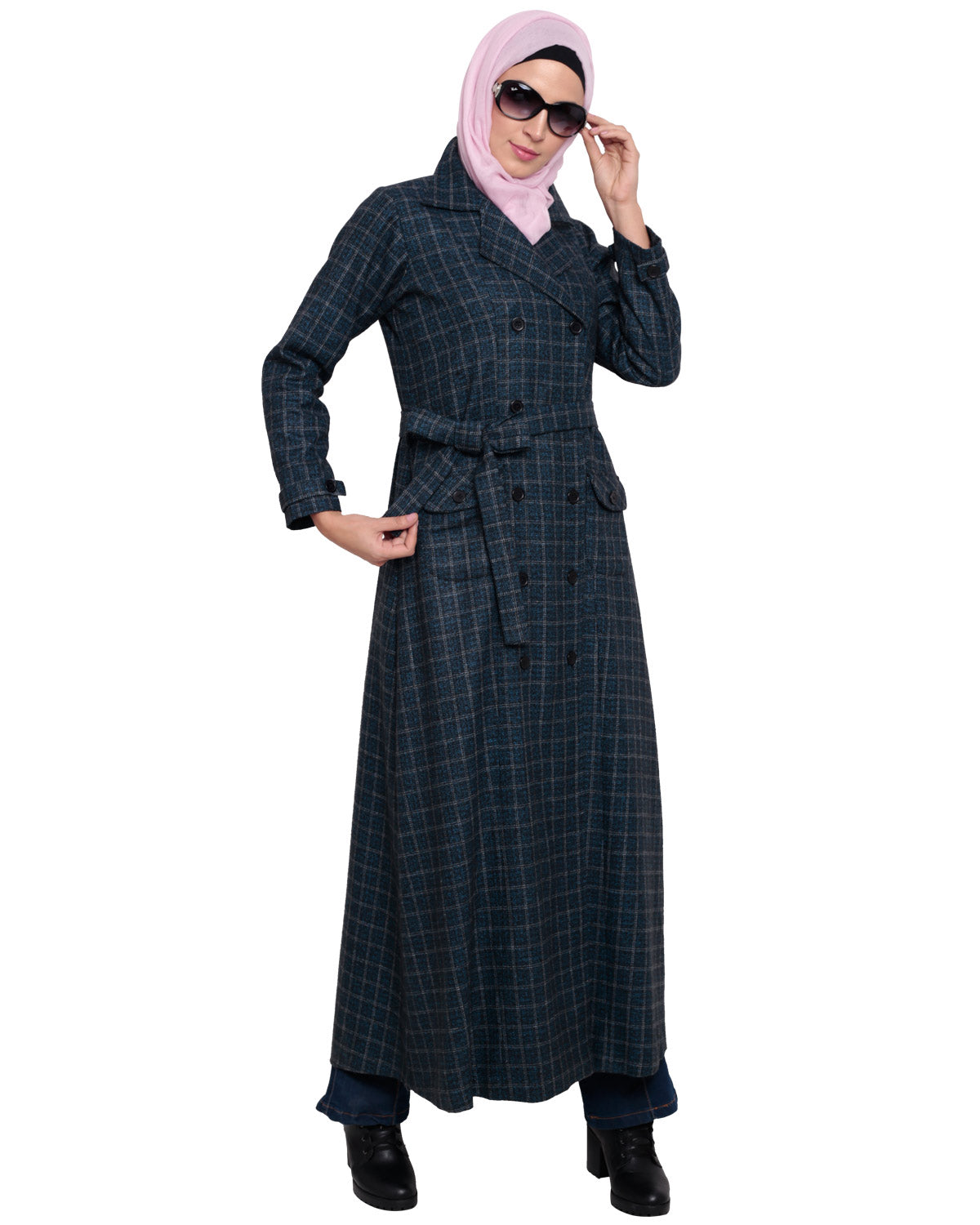 Blue Notch Lapel panel Coat Blue
