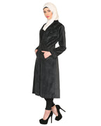 Velvet Pearl Hand-Embroidery Coat Black