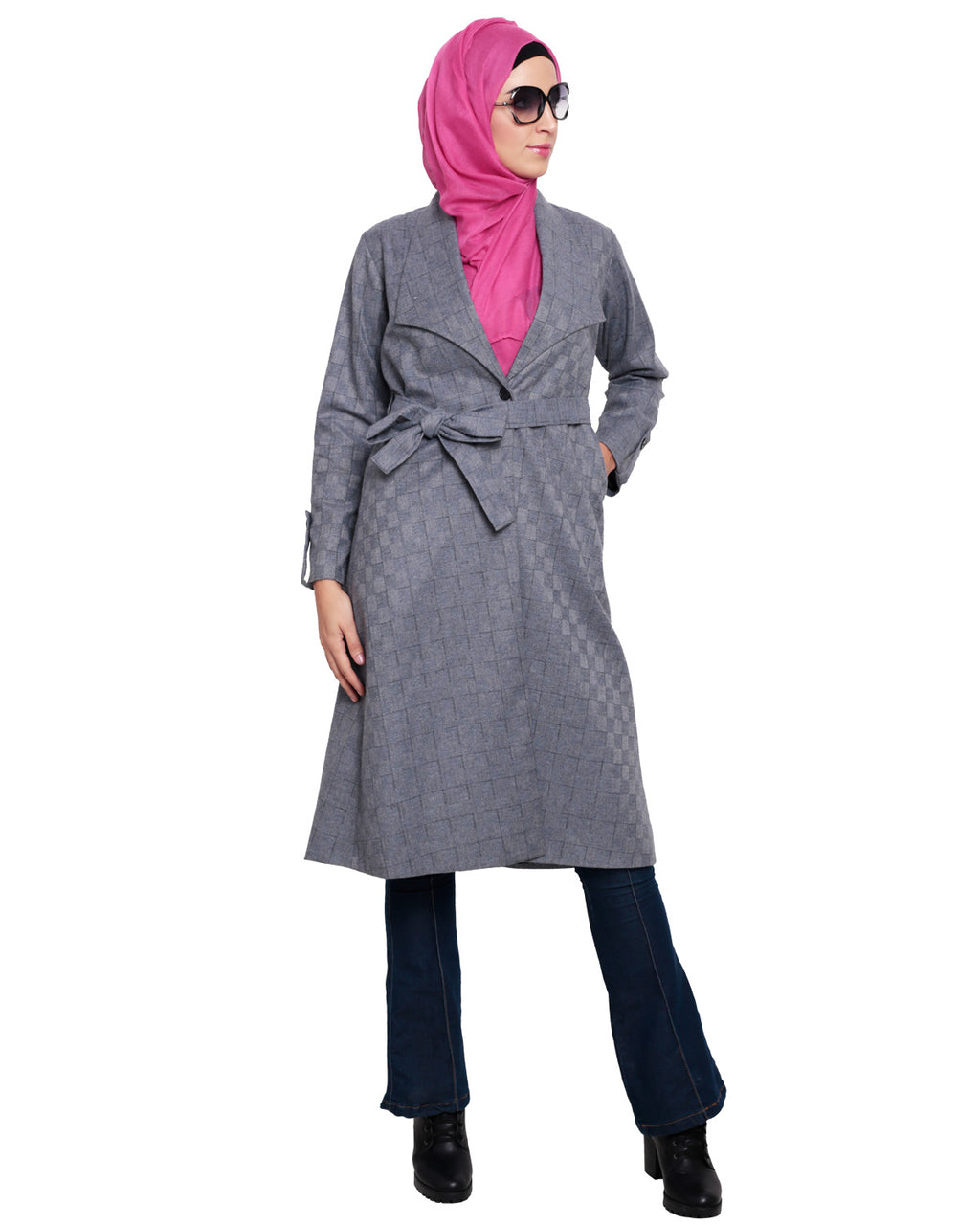 Grey Shalw Collar Single Button coat Grey