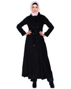 Shirt Collar Double Breasted Coat Black