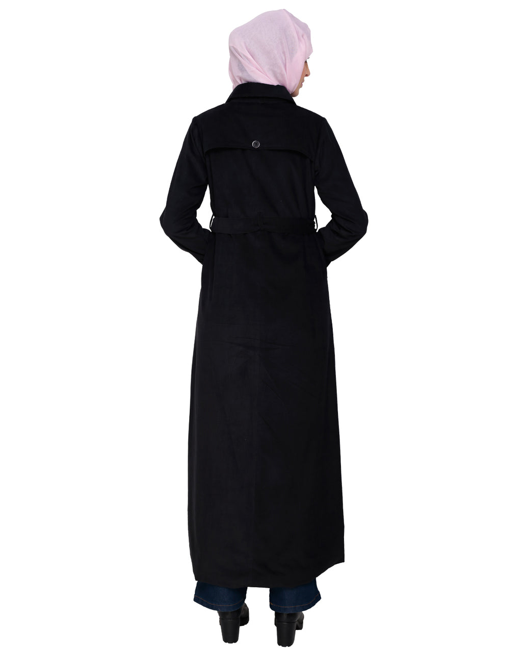 Shirt Collar Double Breasted Coat Black
