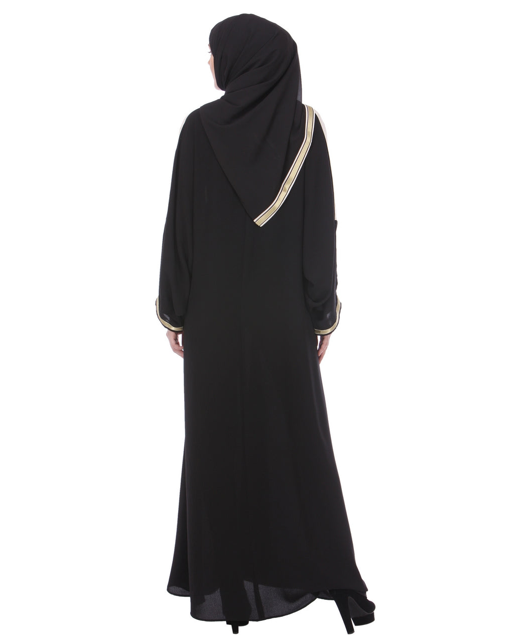 Arabian Style Flowy Abaya Beige & Black