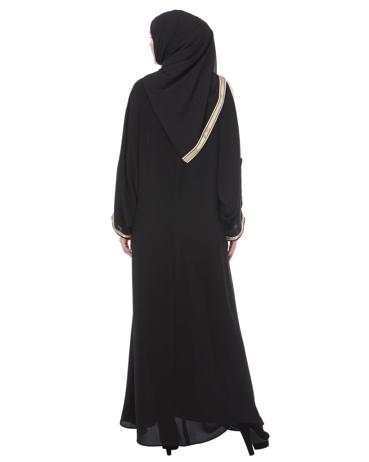Arabian Style Flowy Abaya Beige & Black