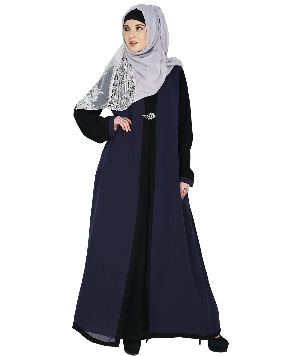 Layered Maxi Dress Abaya Blue