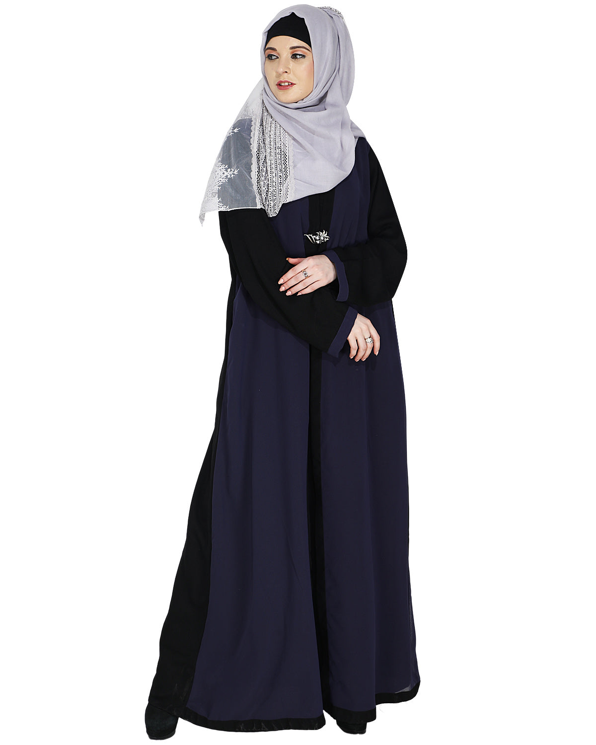 Layered Maxi Dress Abaya Blue