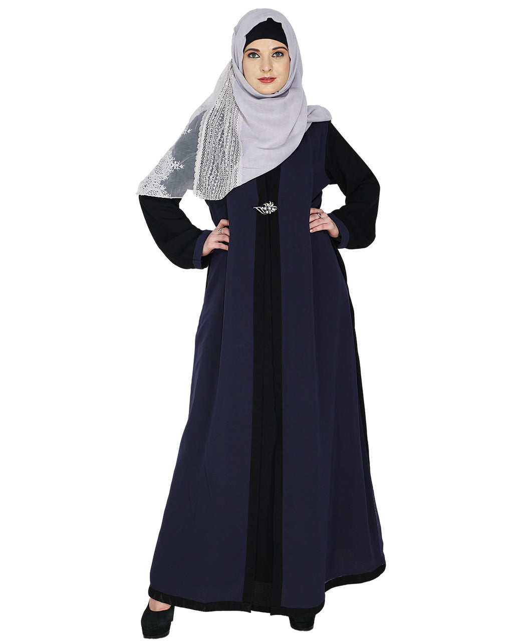 Layered Maxi Dress Abaya Blue