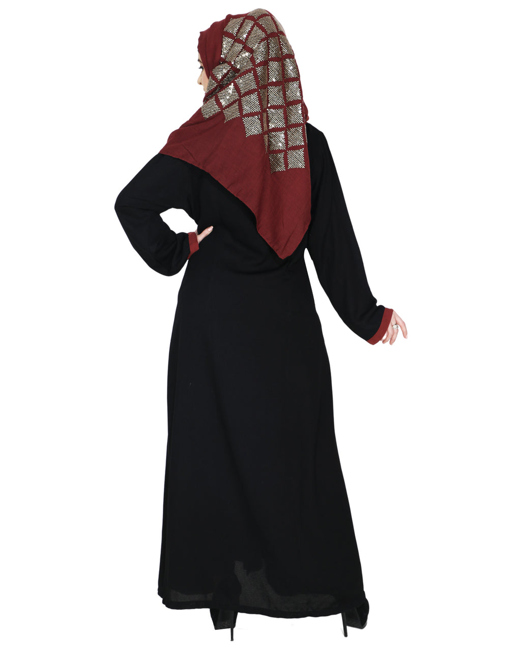 Layered Maxi Dress Abaya Brick Red