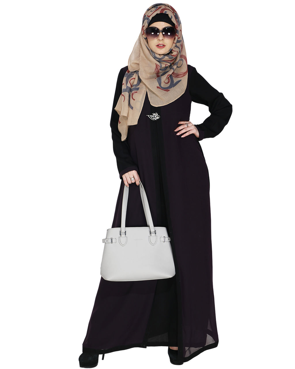 Layered Maxi Dress Abaya Purple