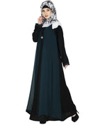 Layered Maxi Dress Abaya Black & Green