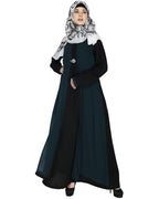 Layered Maxi Dress Abaya Black & Green