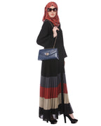 Multi Coloured Pleated Stylish Abaya Black