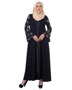 Gold Print Formal Abaya Black