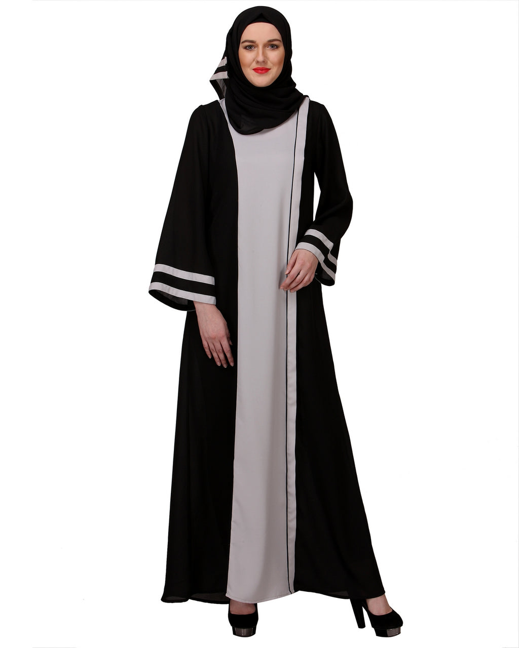 Breezy Black & White casual Abaya Black & White
