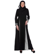 Slit panelled Black & Grey Abaya Black & Grey