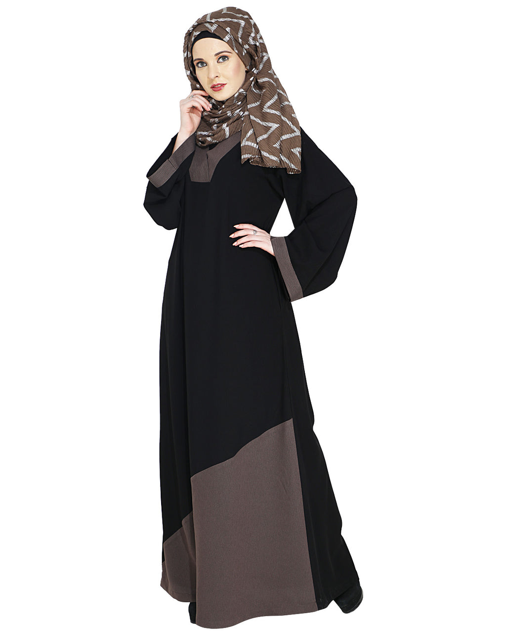 Casual Highlighted Abaya Brown