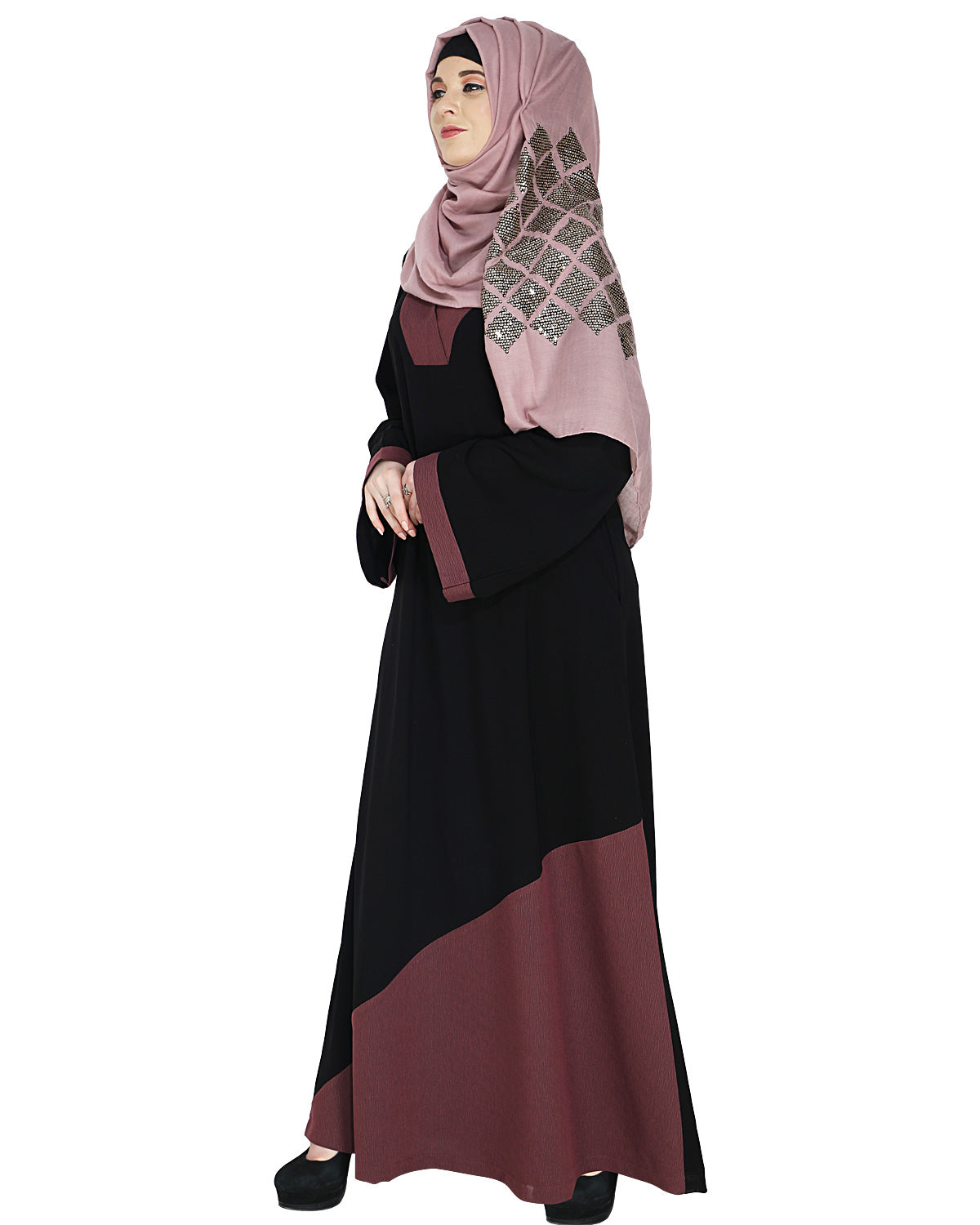 Casual Highlighted Abaya Purple