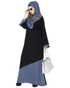 Casual Highlighted Abaya Steel Blue