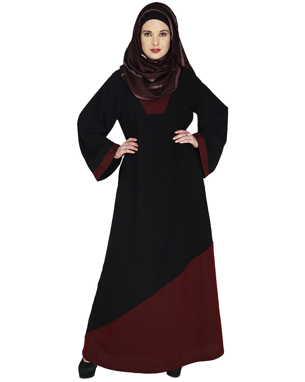 Casual Highlighted Abaya Wine