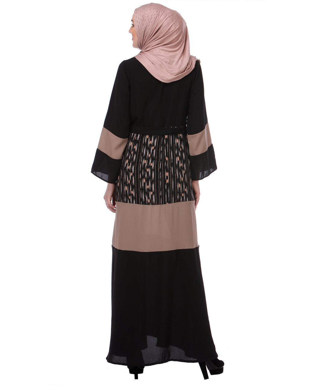 Block Panel Black & Beige Abaya Black & Beige