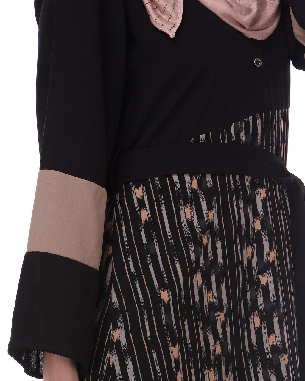 Block Panel Black & Beige Abaya Black & Beige