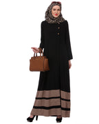 Beige Block Formal Black Abaya Black