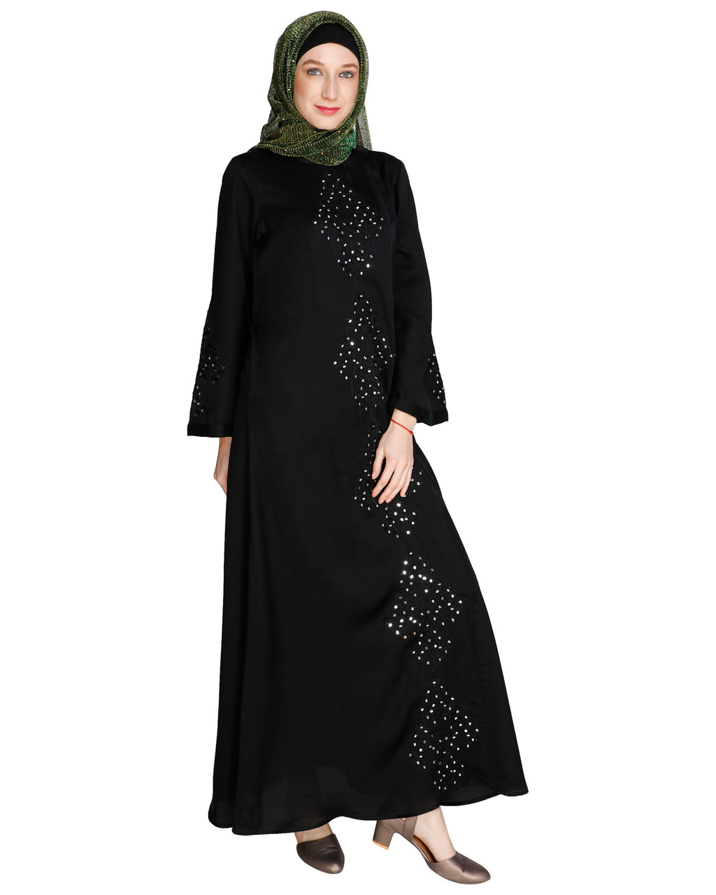 Prismatic Mirror Work Abaya Black
