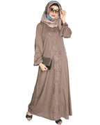Prismatic Mirror Work Abaya Brown