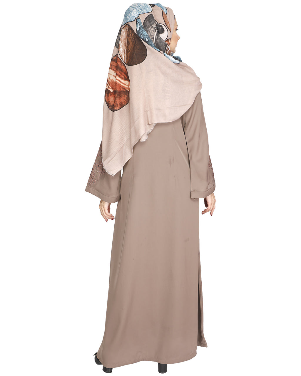 Prismatic Mirror Work Abaya Brown