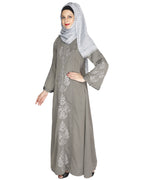 Prismatic Mirror Work Abaya Grey
