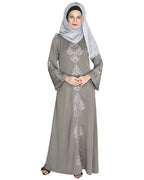 Prismatic Mirror Work Abaya Grey