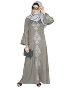 Prismatic Mirror Work Abaya Grey