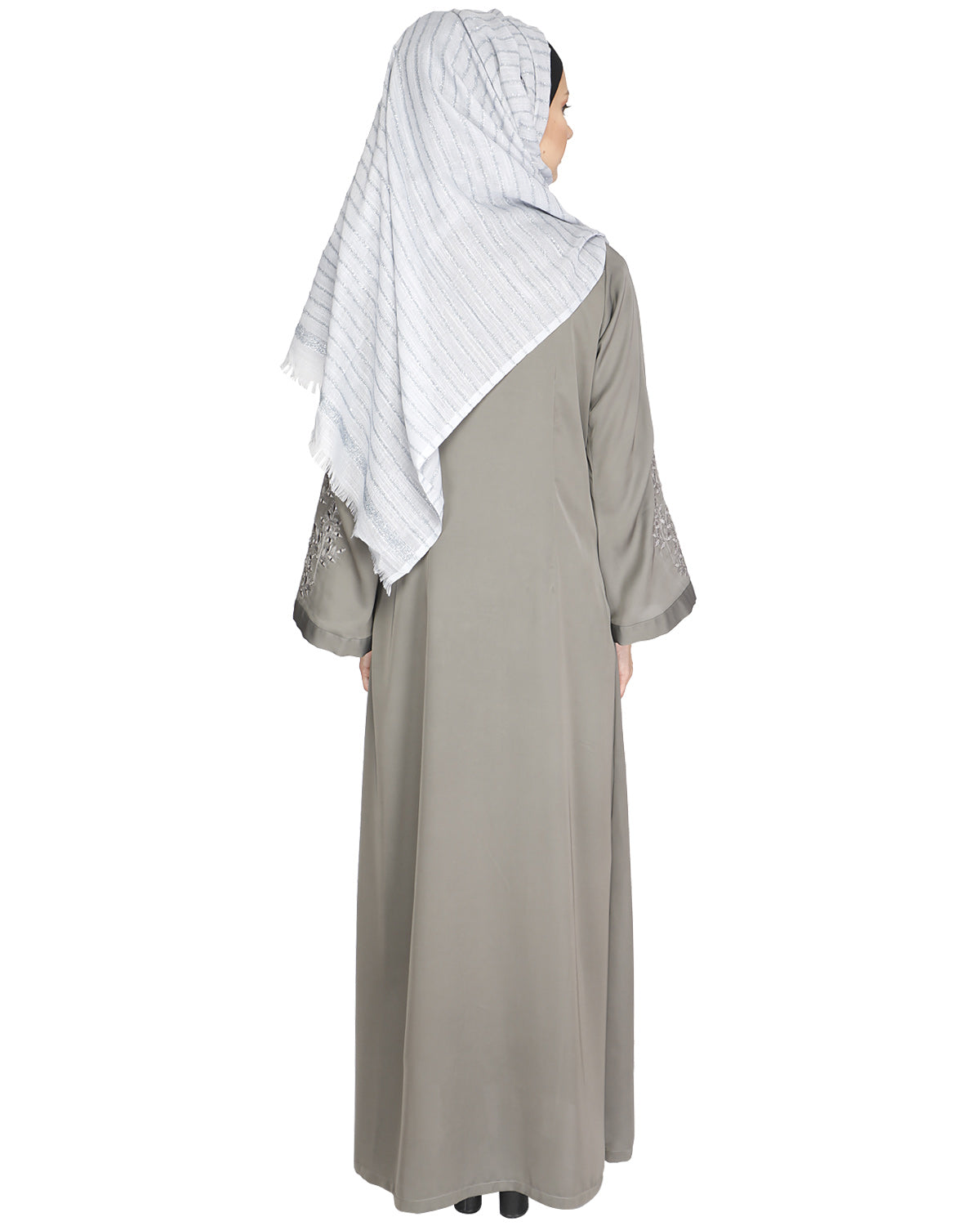 Prismatic Mirror Work Abaya Grey