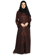 Prismatic Mirror Work Abaya Wine