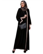 Slit Sleeve Black & Beige Abaya