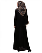 Slit Sleeve Black & Beige Abaya