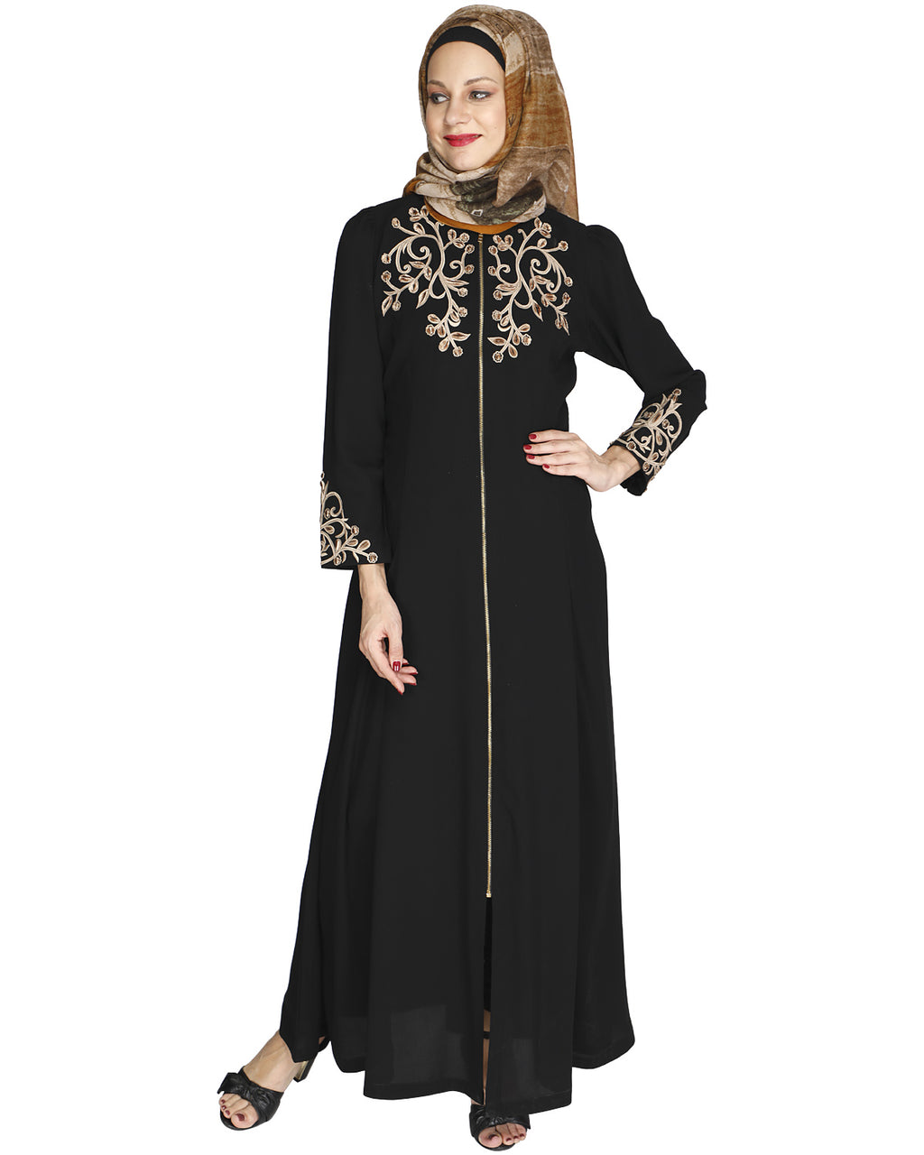 Feather Shot Abaya Black
