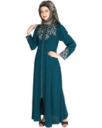 Feather Shot Abaya Bottle Green