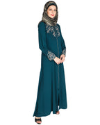 Feather Shot Abaya Bottle Green