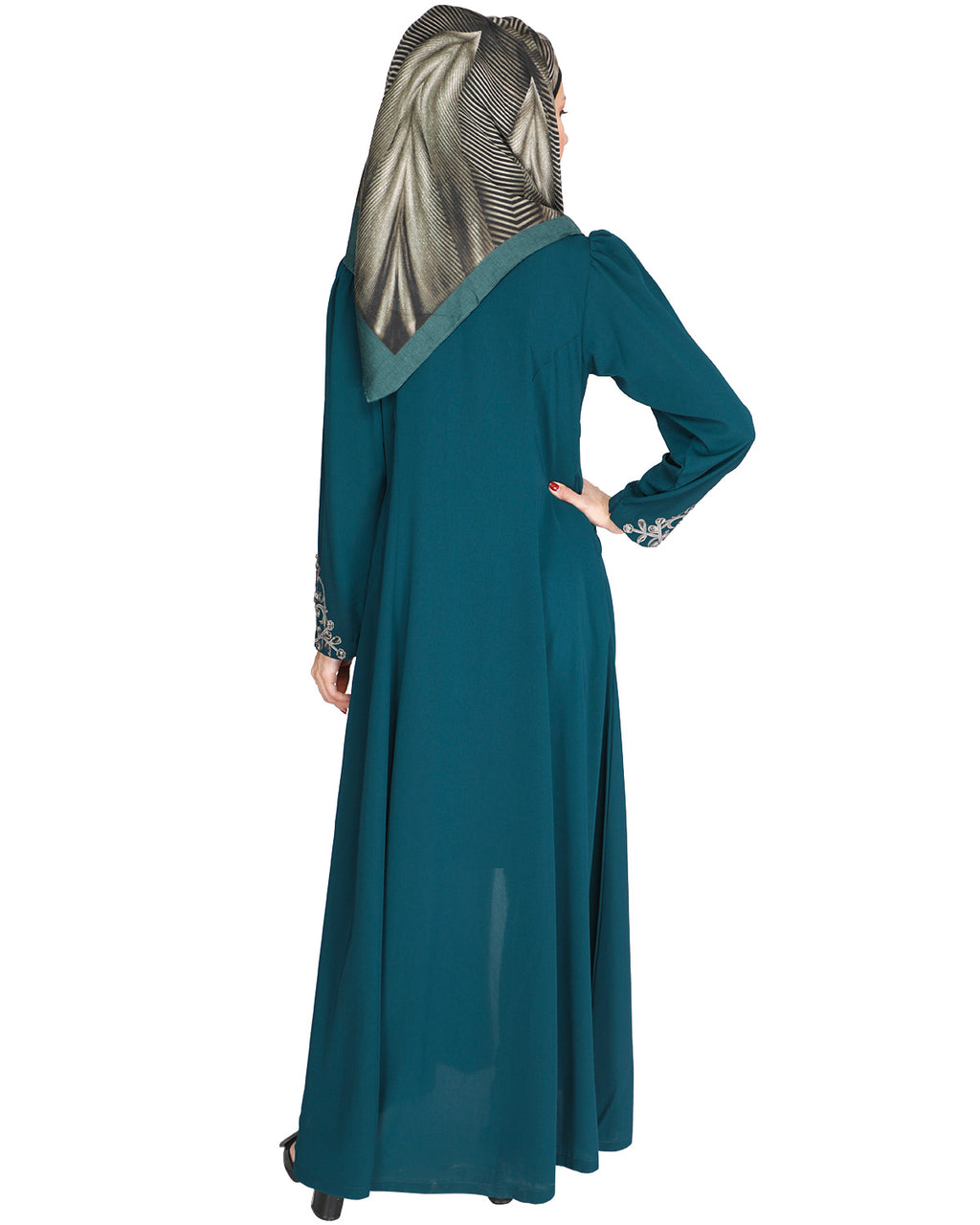 Feather Shot Abaya Bottle Green