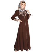 Feather Shot Abaya Coffee Brown