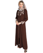 Feather Shot Abaya Coffee Brown