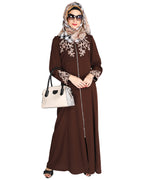 Feather Shot Abaya Coffee Brown